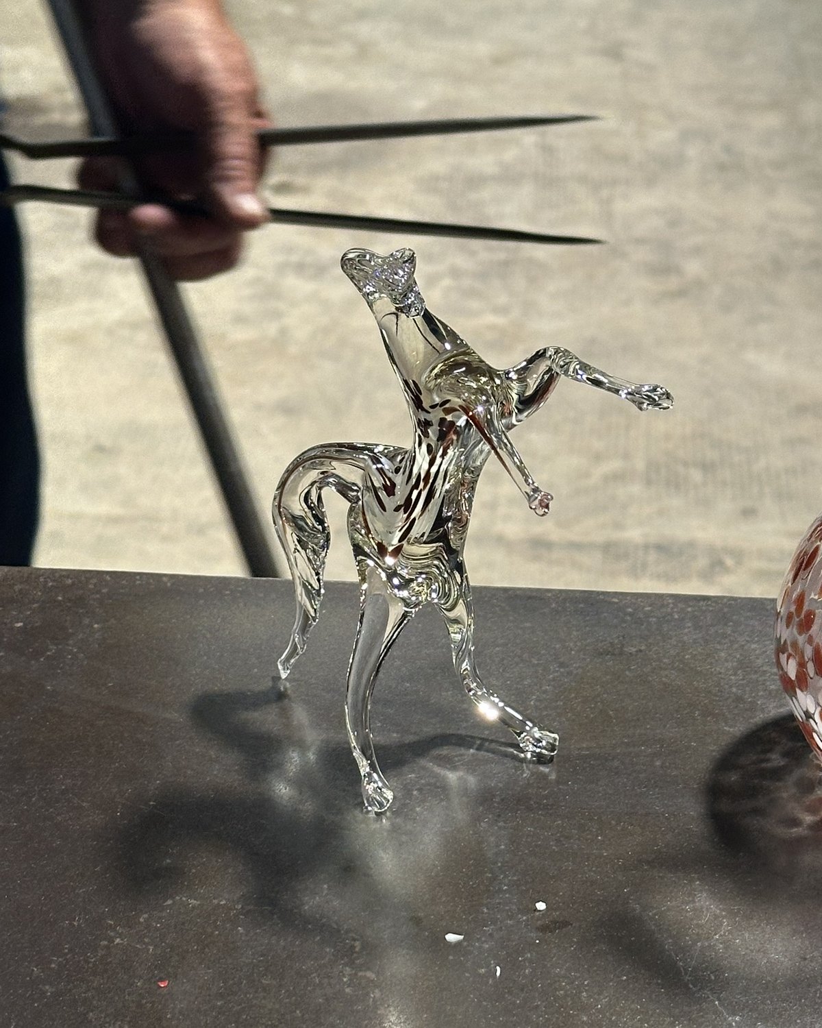 Murano glass horse made during a glassblowing demonstration