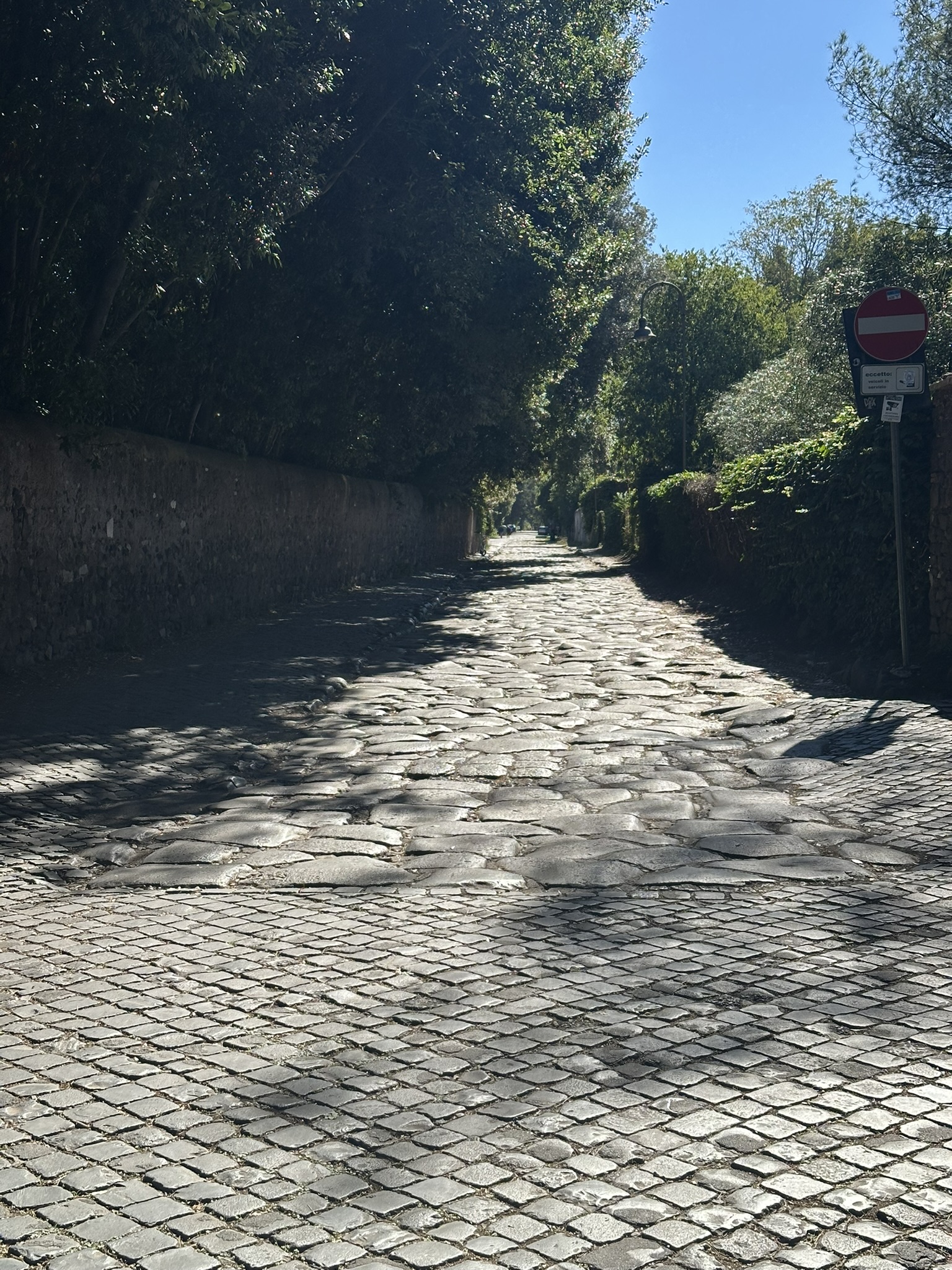 Ancient stone paving along the Appian Way outside central Rome