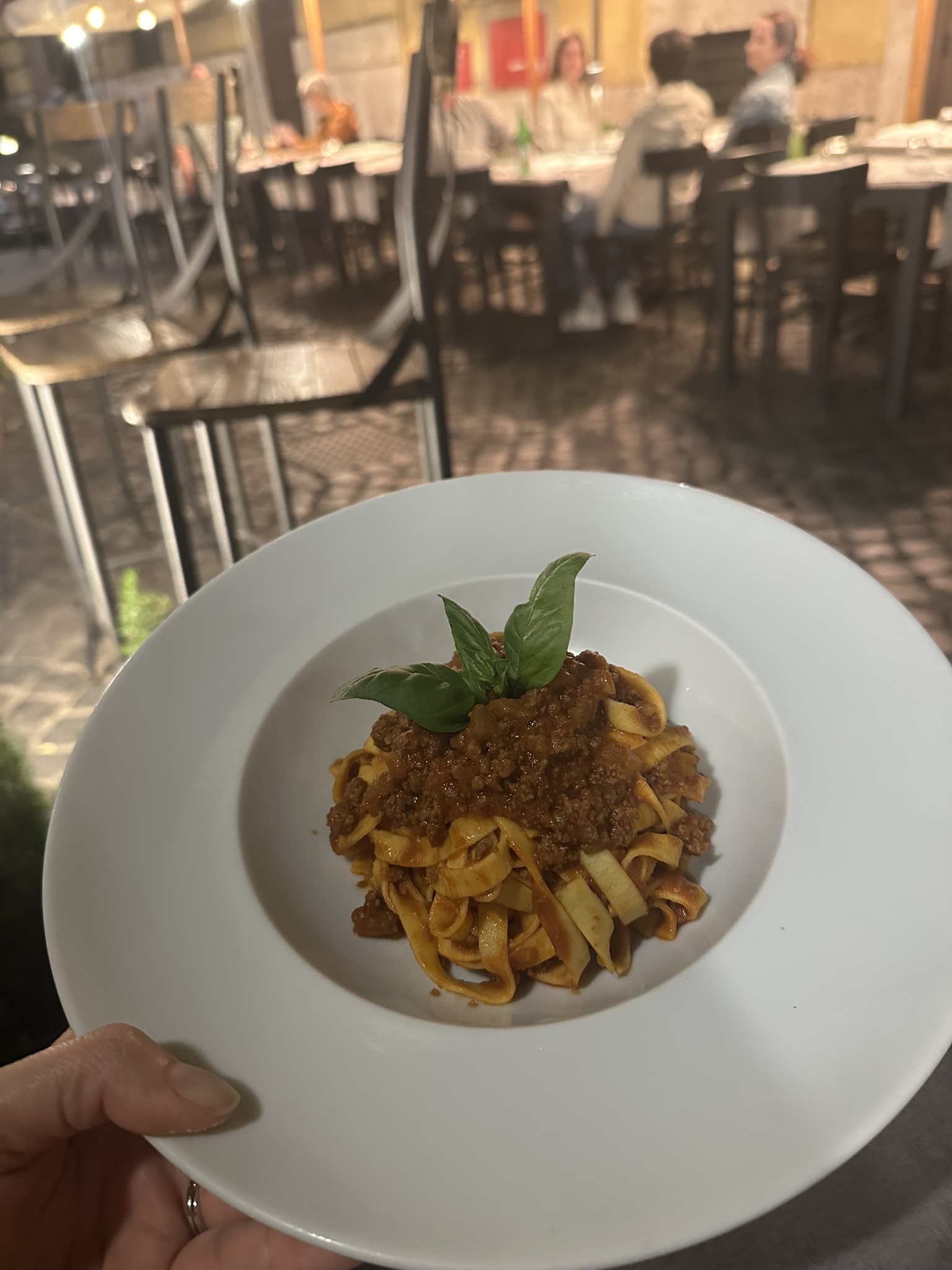 Plate of ribbon pasta with ragù at Est - Artigiani del Gusto in Rome