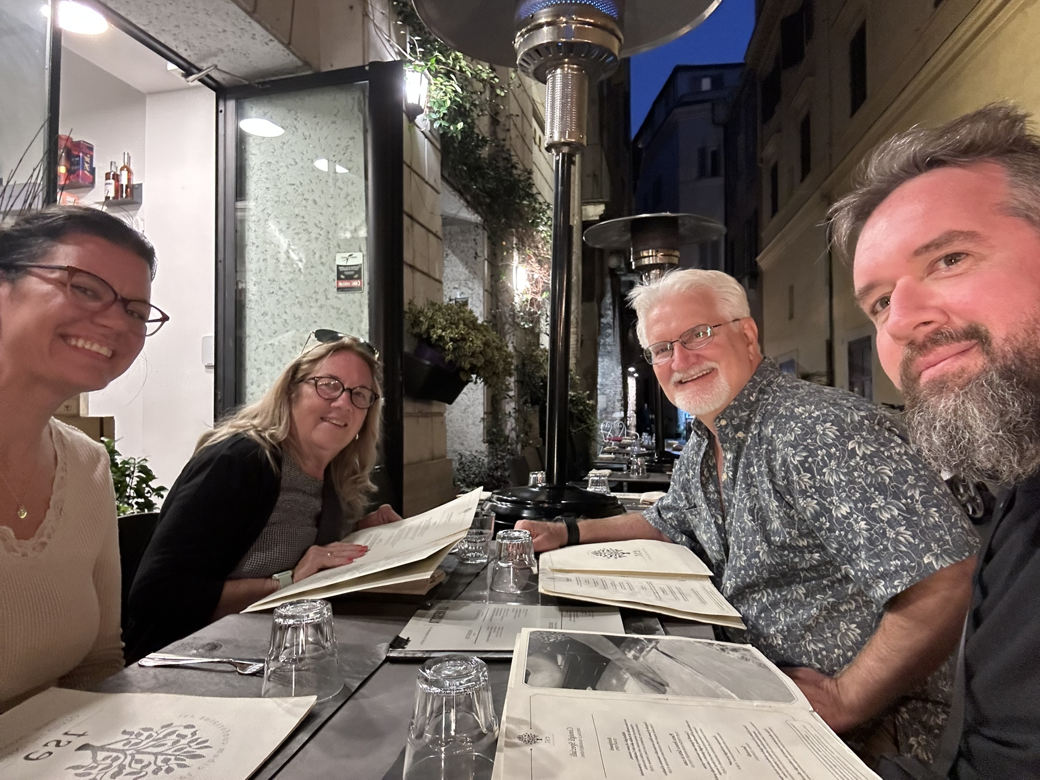 Candid moment from dinner during our October 2025 trip to Rome