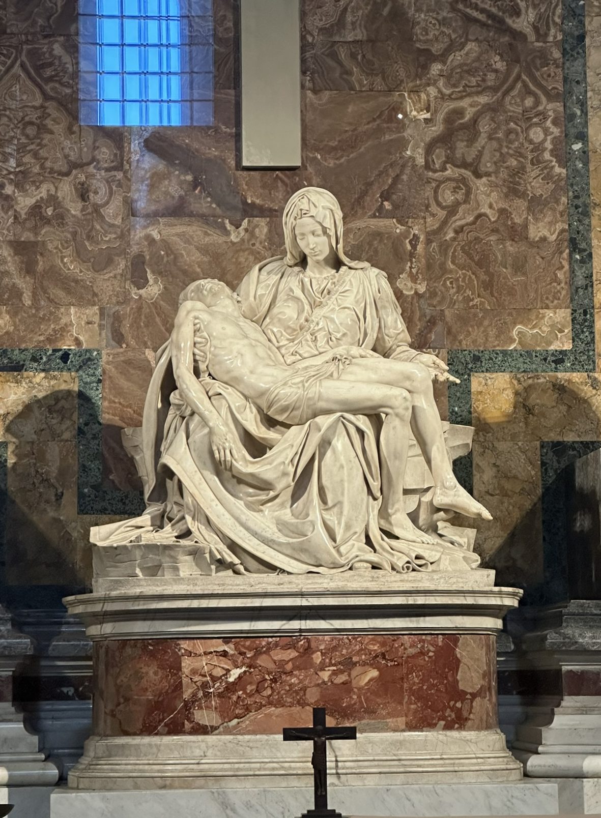 Michelangelo's Pietà with Mary holding Jesus in St. Peter's Basilica in Rome