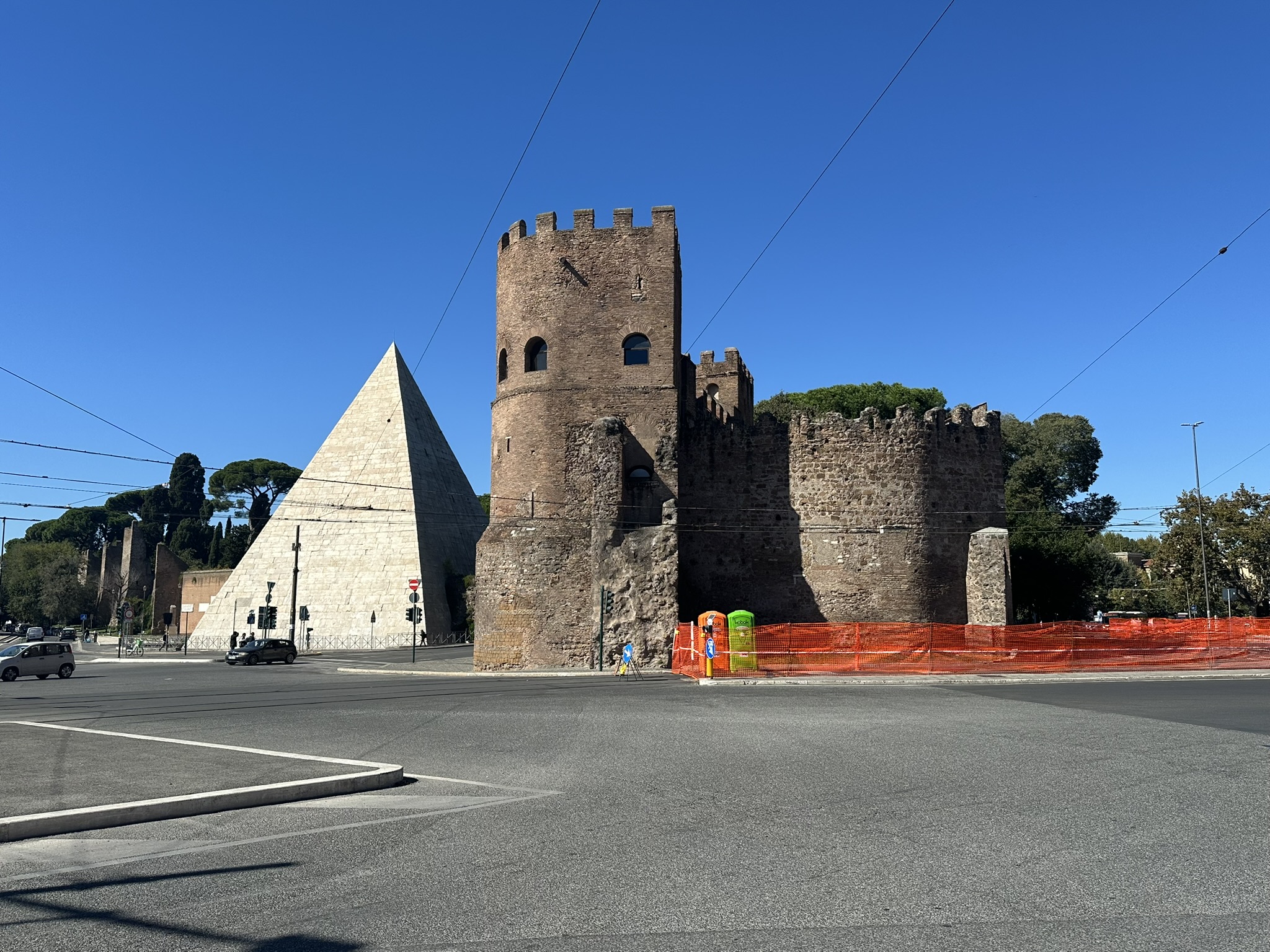 Ancient Pyramid of Cestius in Rome near the Aurelian Walls
